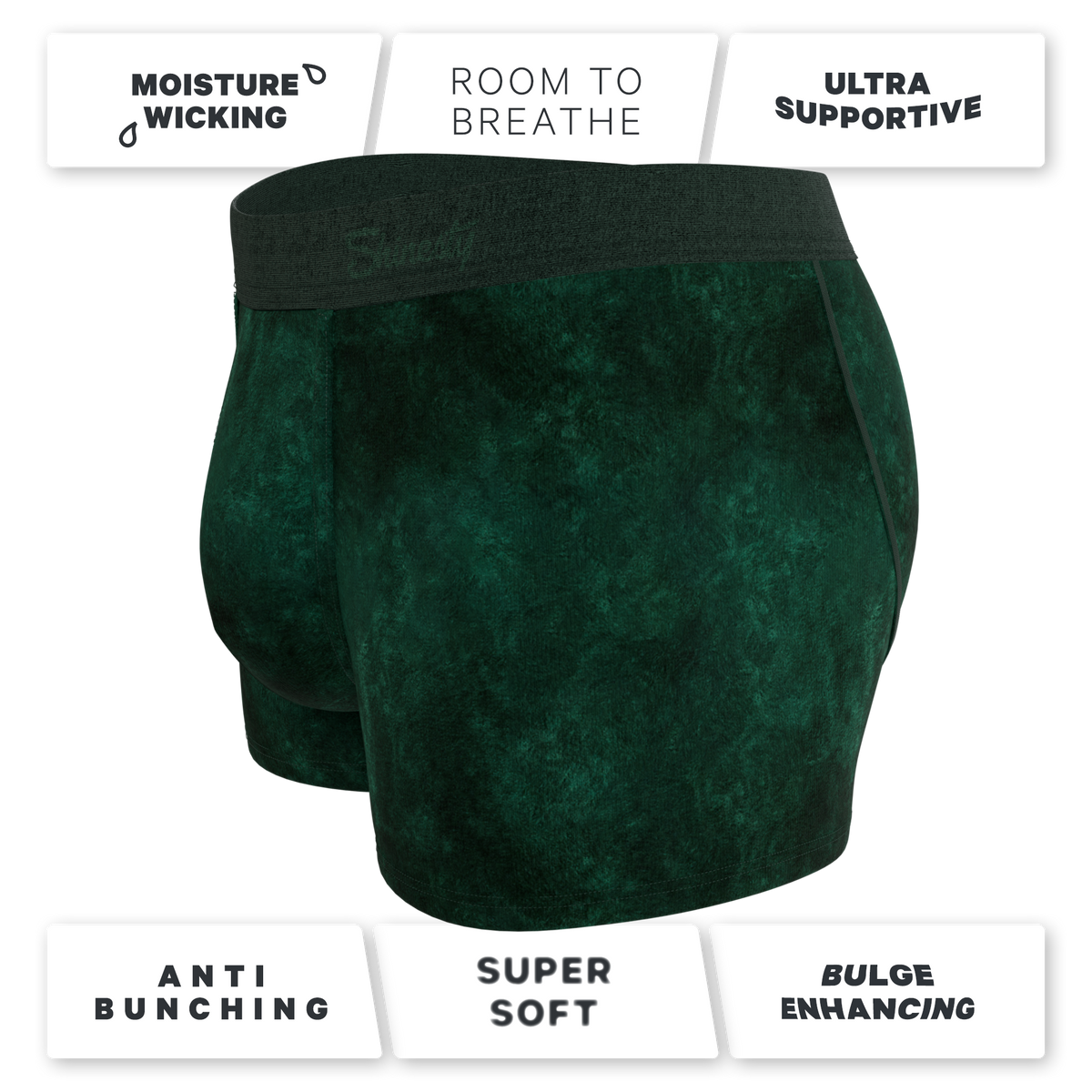 The Extravagance | Dark Green Velvet Trunk Underwear - Shinesty
