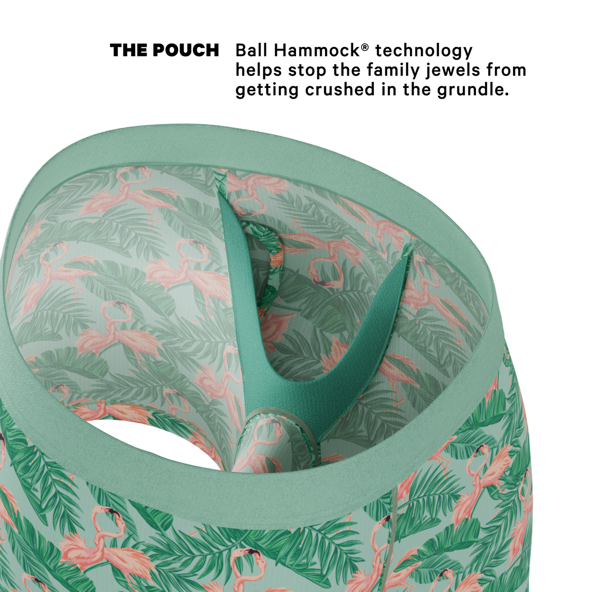 The Flamboyance | Flamingo Ball Hammock® Pouch Underwear With Fly - Shinesty