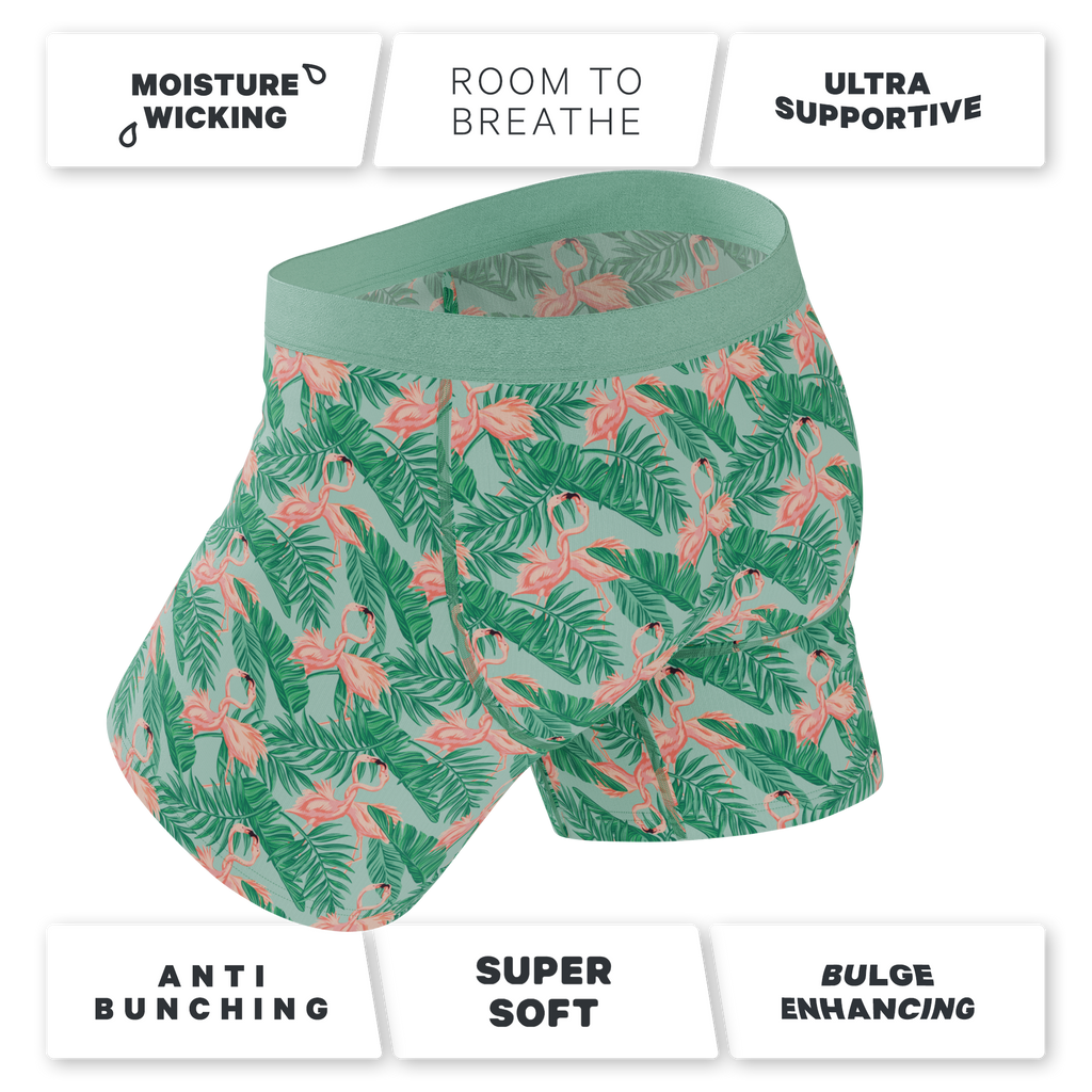 The Flamboyance | Flamingo Ball Hammock® Pouch Underwear With Fly - Shinesty