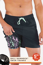 The Funky Fresh | Black and Neon Tribal Ball Hammock® Pouch 5" Swim Trunks - Shinesty