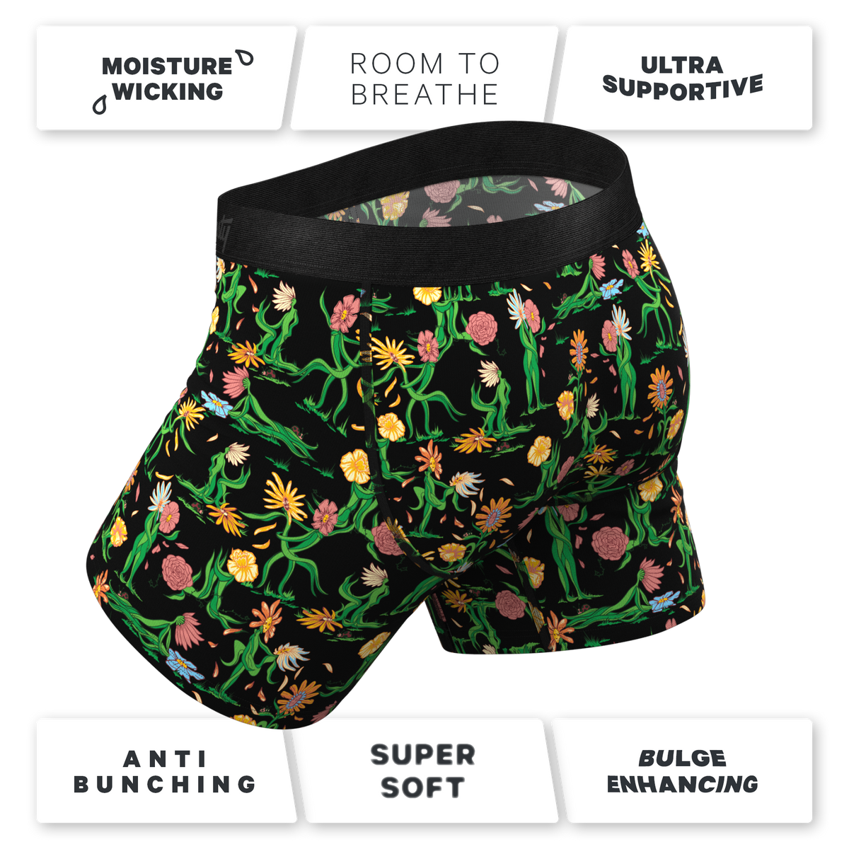 The Garden Of Breedin | Flower Print Ball Hammock® Pouch Underwear - Shinesty