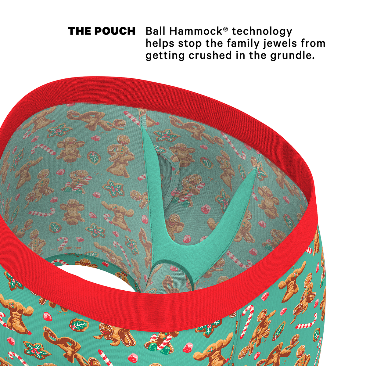 The Ginger Rail | Gingerbread Ball Hammock® Pouch Underwear With Fly - Shinesty