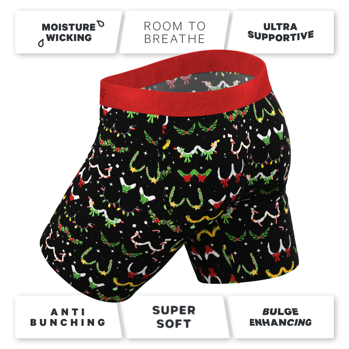 The Goodie Garland | Christmas Tinsel Busts Ball Hammock® Boxer - Long Leg - Shinesty