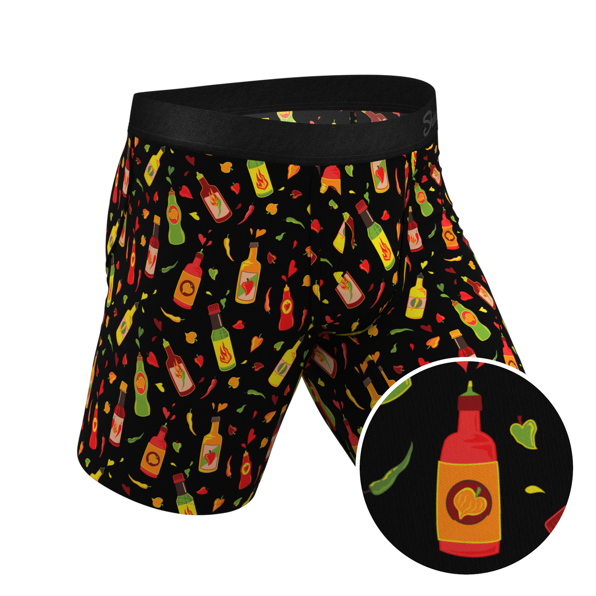 The Gotcha Sriracha | Hot Sauce Ball Hammock® Boxer - Long Leg - Shinesty