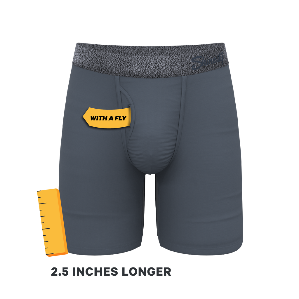 The Graphite | Tonal Grey Ball Hammock® Boxer - Long Leg - Shinesty
