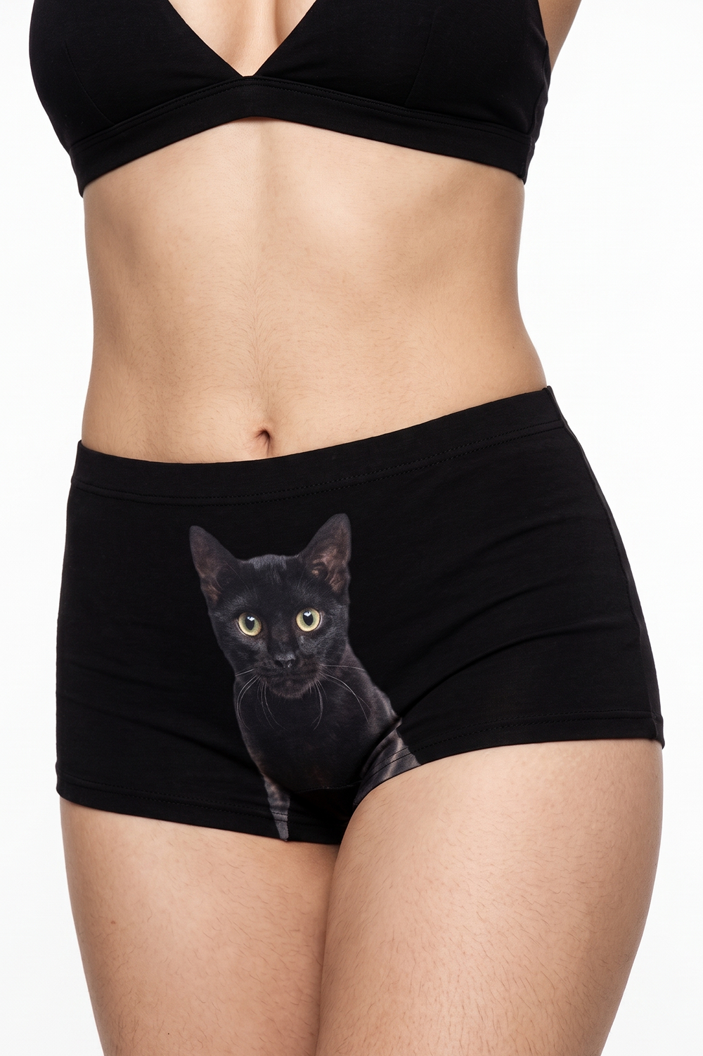The Hex Appeal | Black Cat Modal Boyshort Underwear - Shinesty