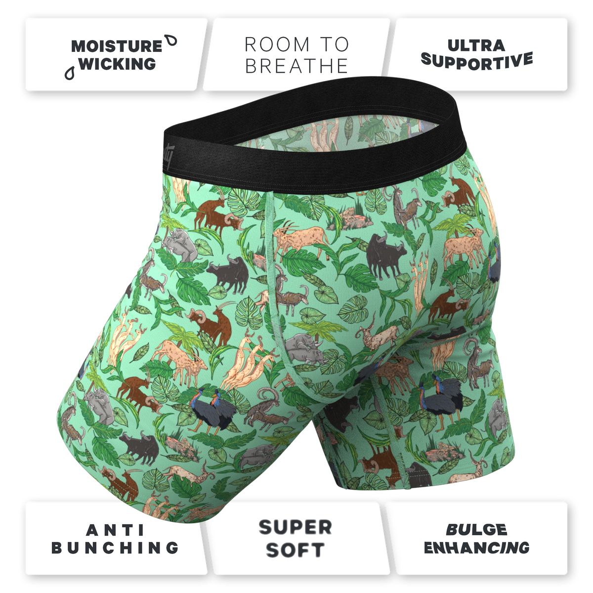The Hornography | Tropical Animals Ball Hammock® Boxer - Long Leg - Shinesty