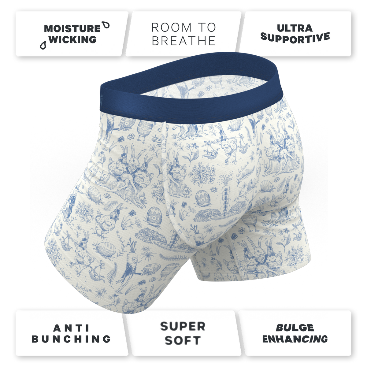 The Hot Cottontail | Easter Toile Ball Hammock® Pouch Underwear With Fly - Shinesty