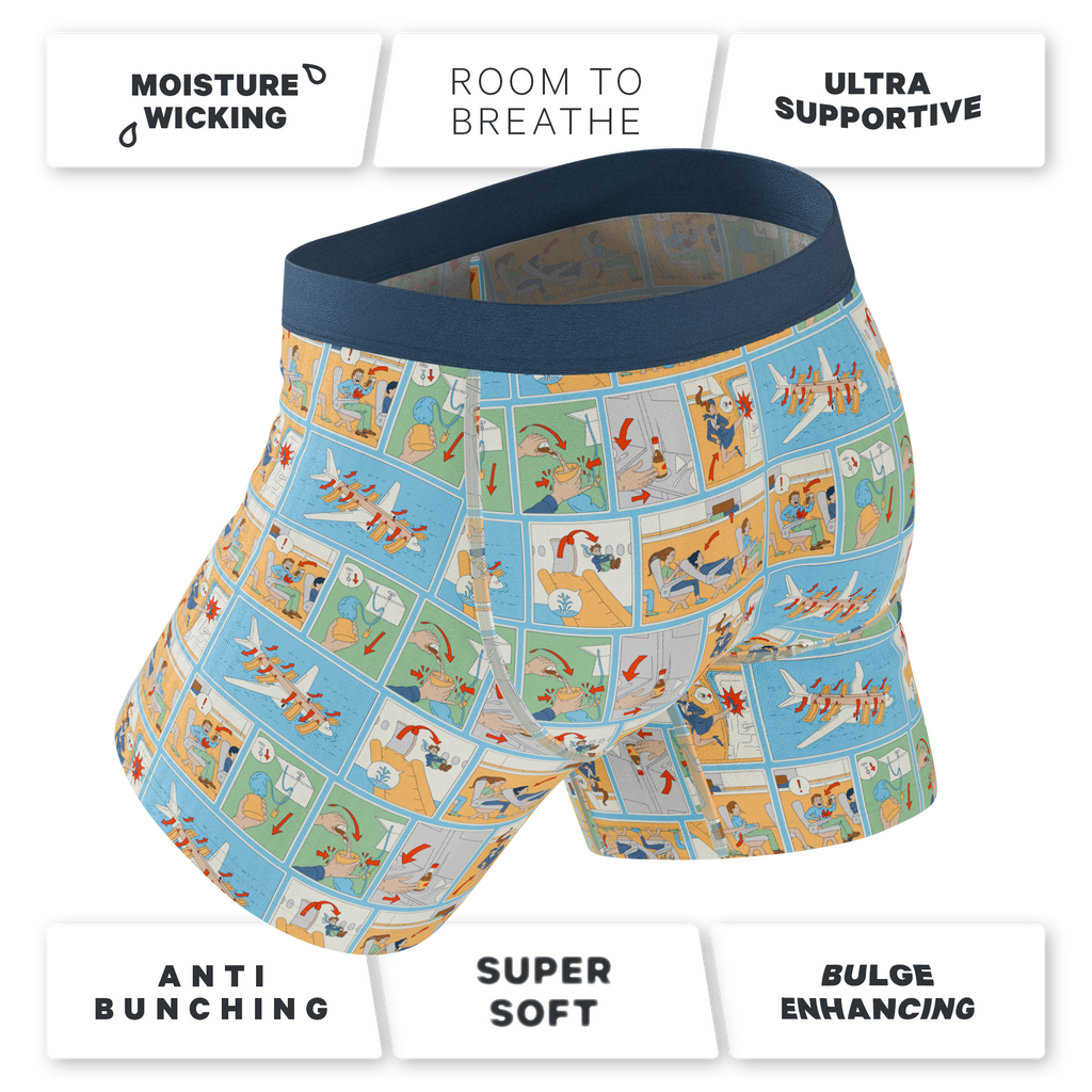 The Improper Protocol | Airplane Pamphlet Ball Hammock® Pouch Underwear With Fly - Shinesty