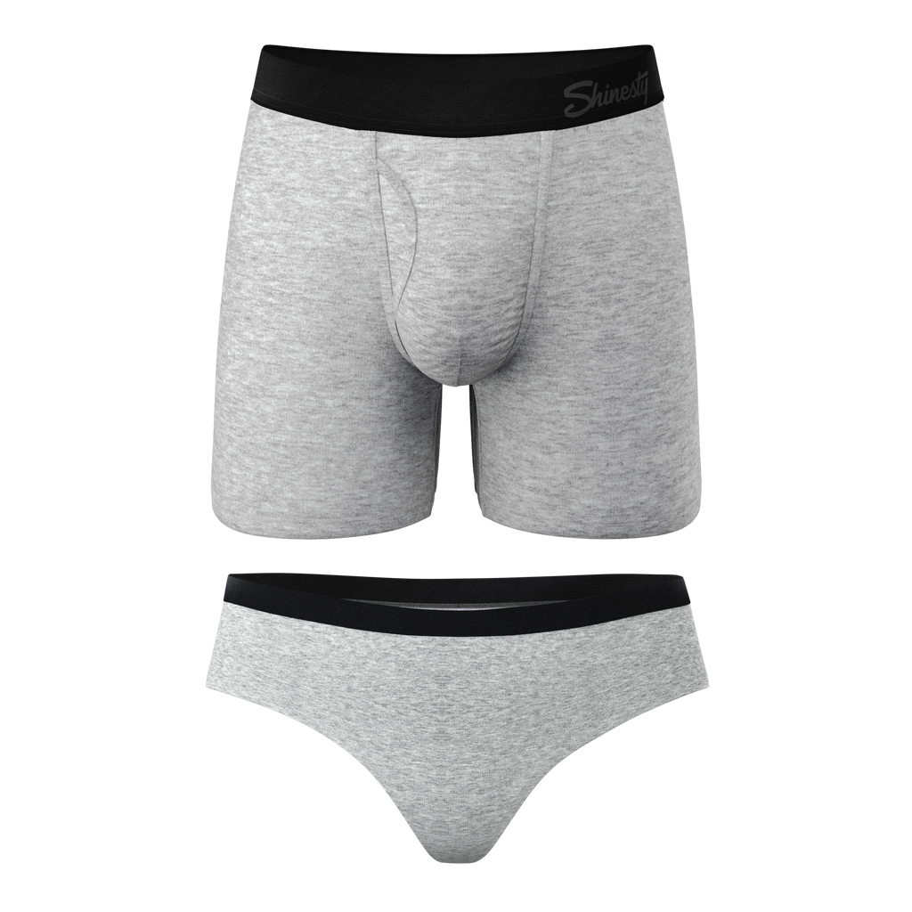The Gray Area | Grey Couples Ball Hammock® Boxer With Fly and Cheeky 2 Pack - Shinesty