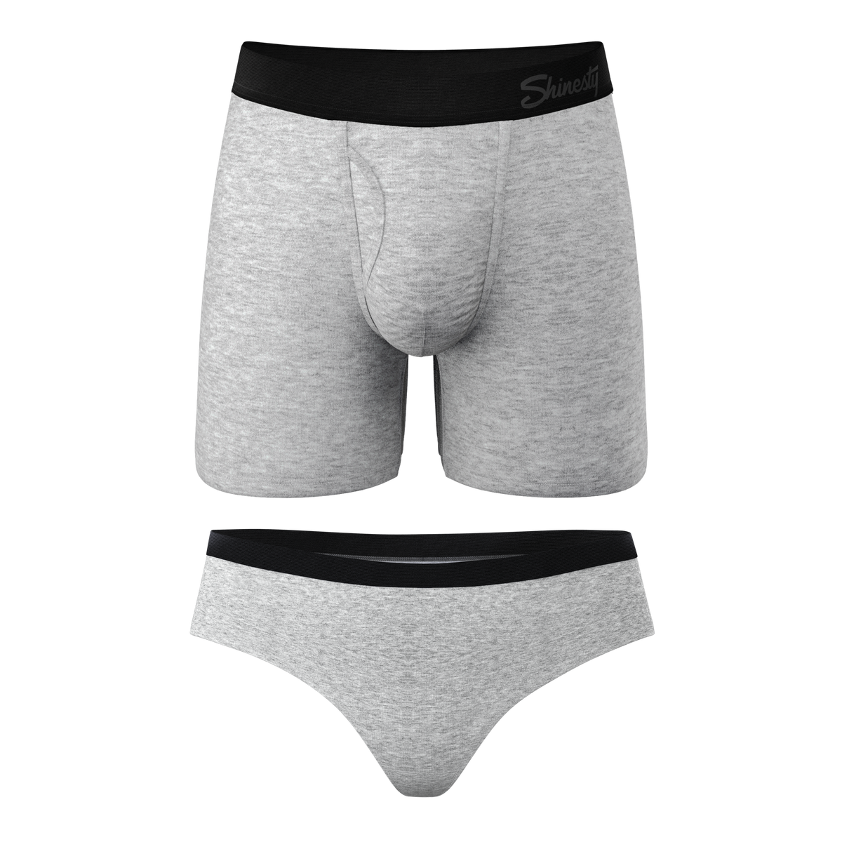 The Gray Area | Grey Couples Ball Hammock® Boxer With Fly and Cheeky 2 Pack - Shinesty