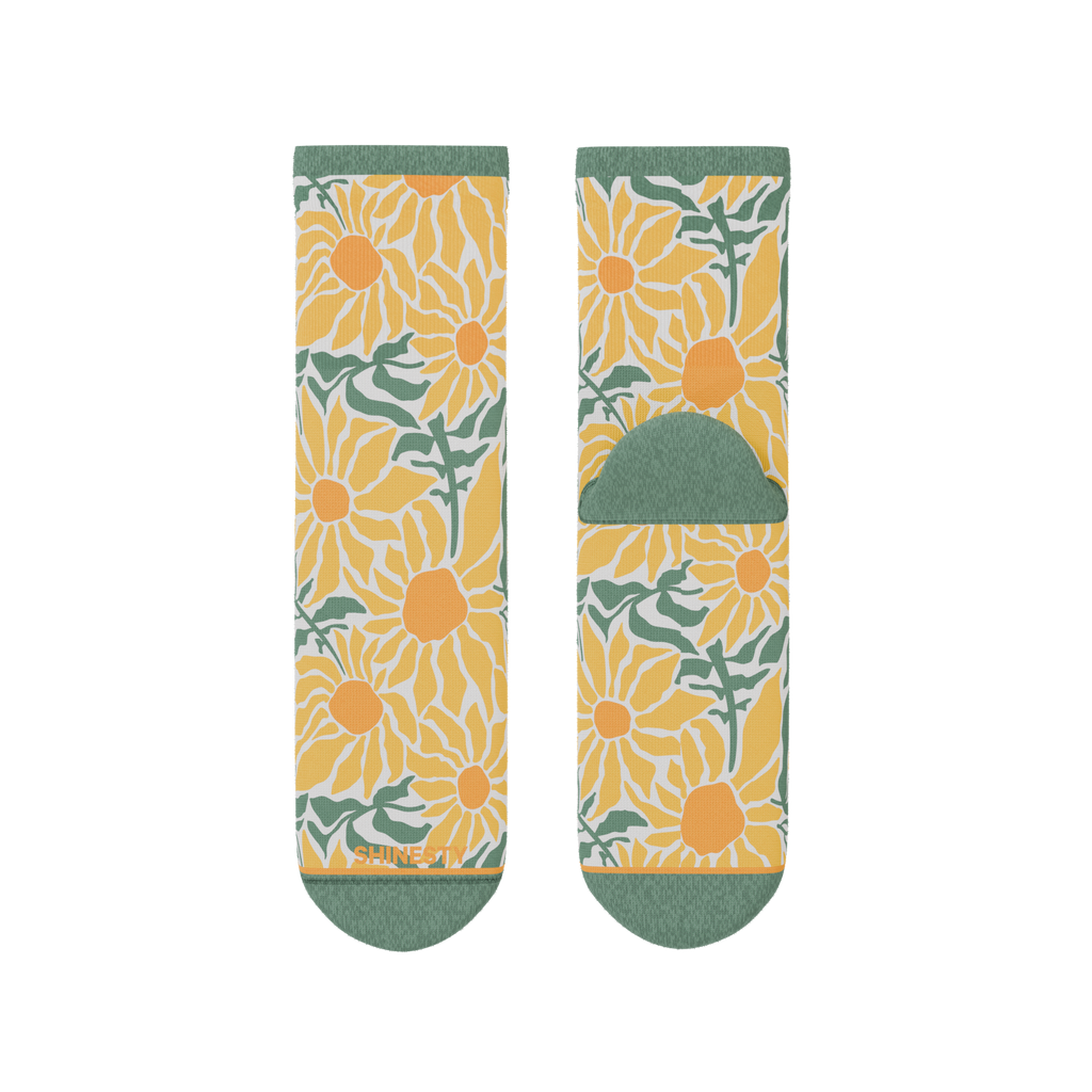 The June Bug | Sunflower Heel Hammock™ Quarter Crew Socks - Shinesty