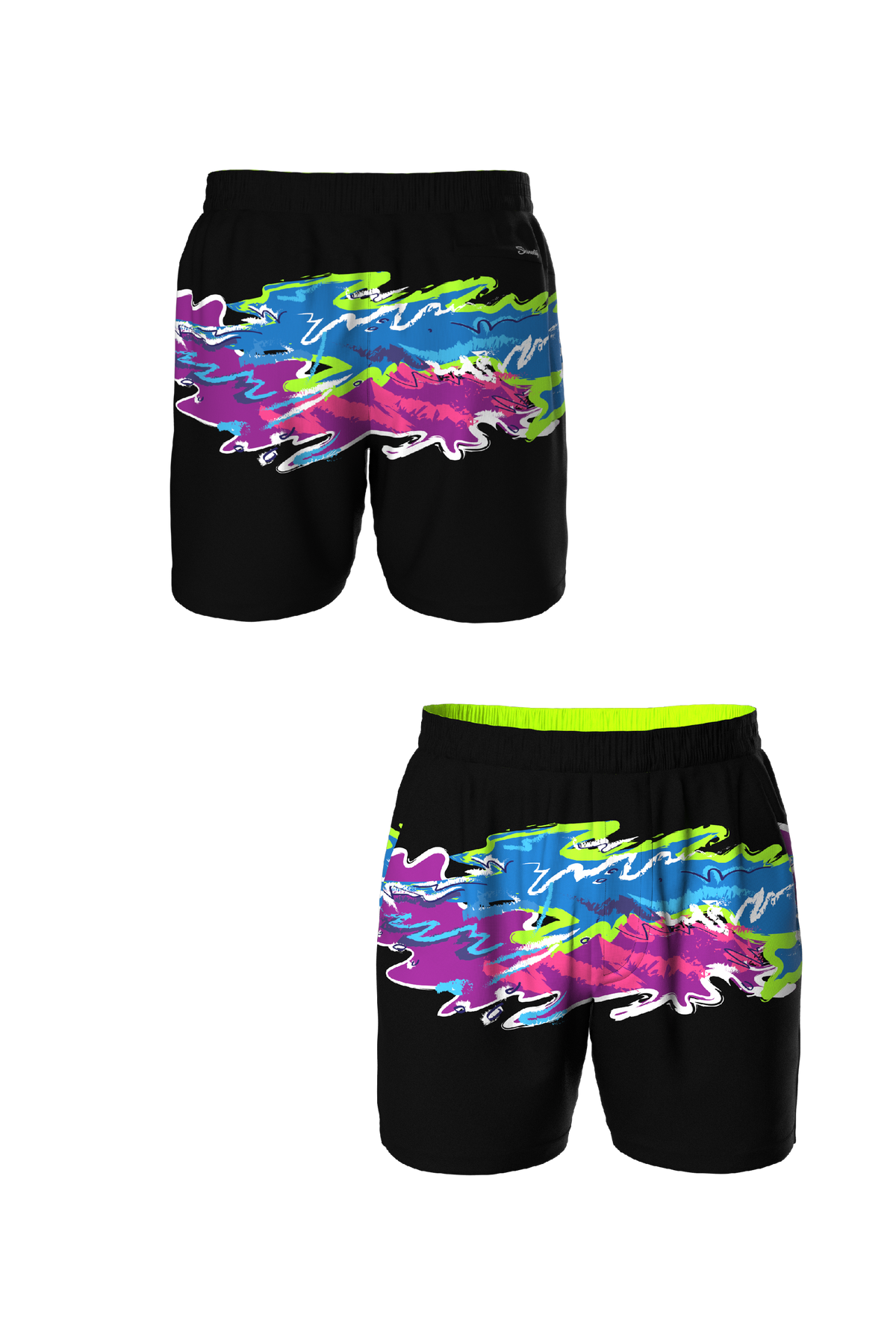The Leg Day | Black Retro and Neon Ball Hammock® 7 Inch Athletic Shorts - Shinesty