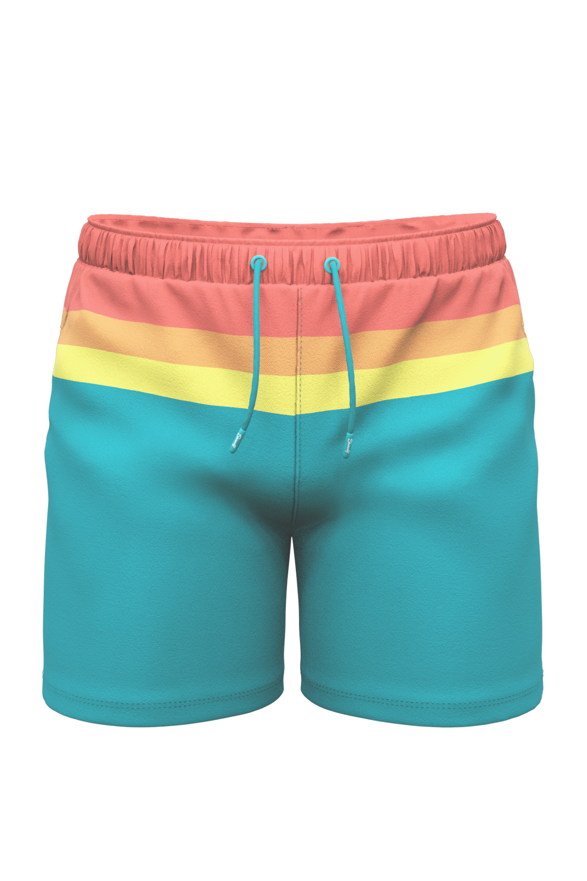 The Lifeguard | Green and Orange Retro Stripe Ball Hammock® Pouch 8" Swim Trunks - Shinesty