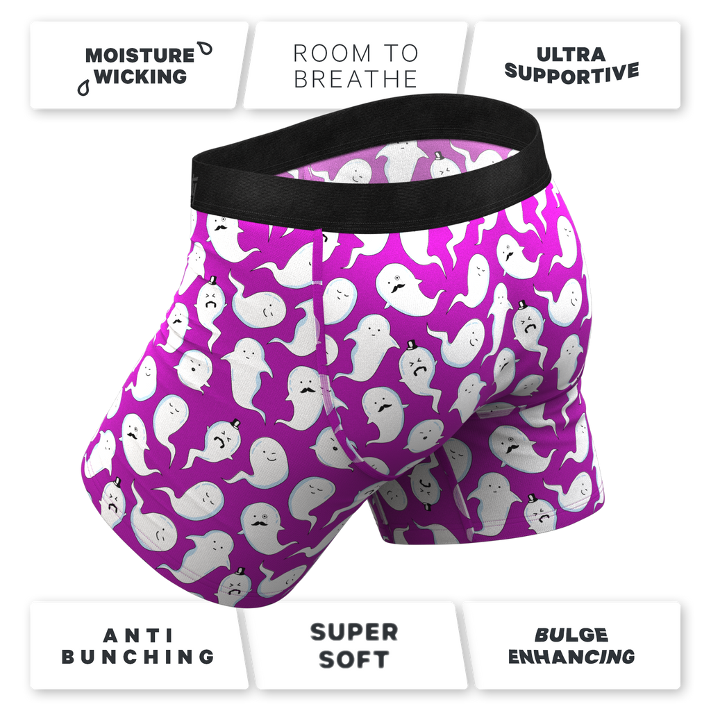 The Little Swimmers | Ghost Print Ball Hammock® Pouch Underwear With Fly - Shinesty