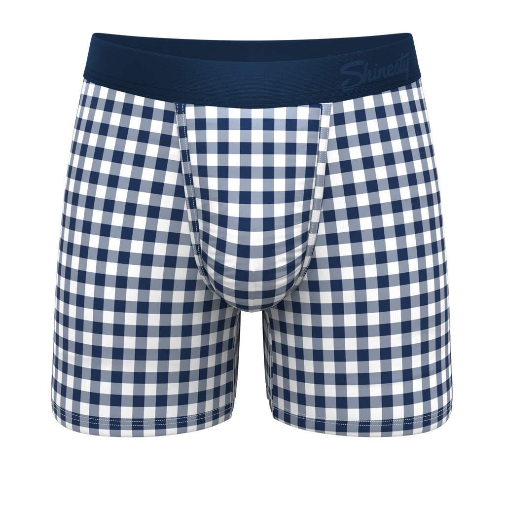 The Mad For Plaid | Navy Gingham Ball Hammock® Pouch Underwear - Shinesty