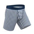 The Mad For Plaid | Navy Gingham Ball Hammock® Boxer - Long Leg - Shinesty