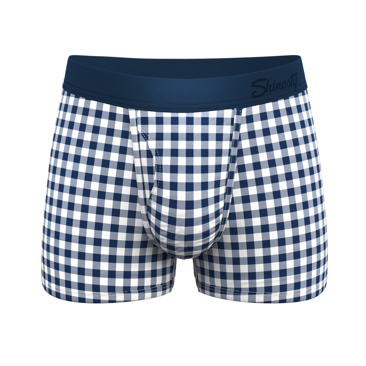 The Mad For Plaid | Navy Gingham Ball Hammock® Pouch Trunks Underwear - Shinesty