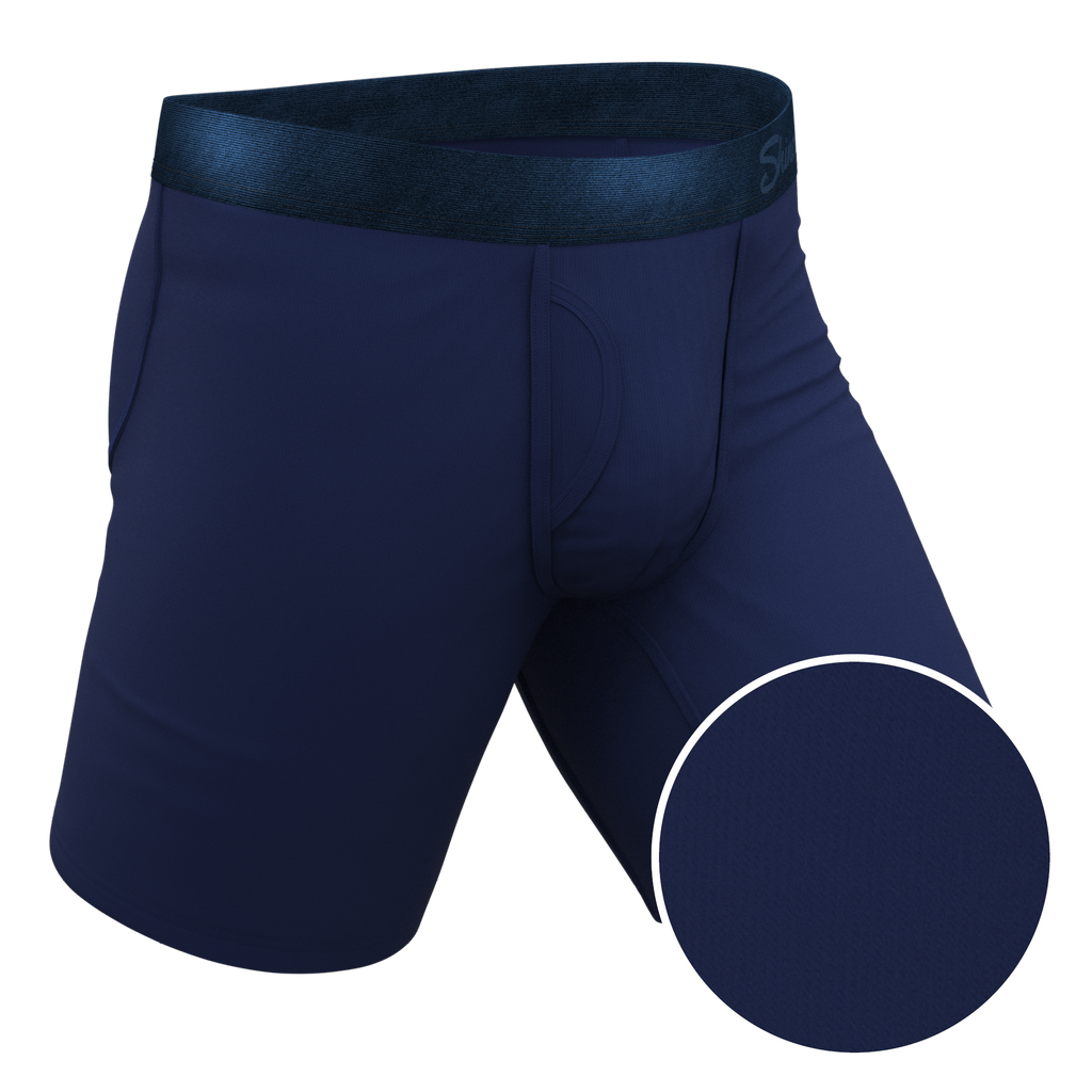 The Navy Jones | Tonal Navy Ball Hammock® Boxer - Long Leg - Shinesty