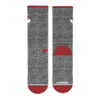 The Nice Cockerel | Heather Gray and Red Heel Hammock™ Crew Socks - Shinesty