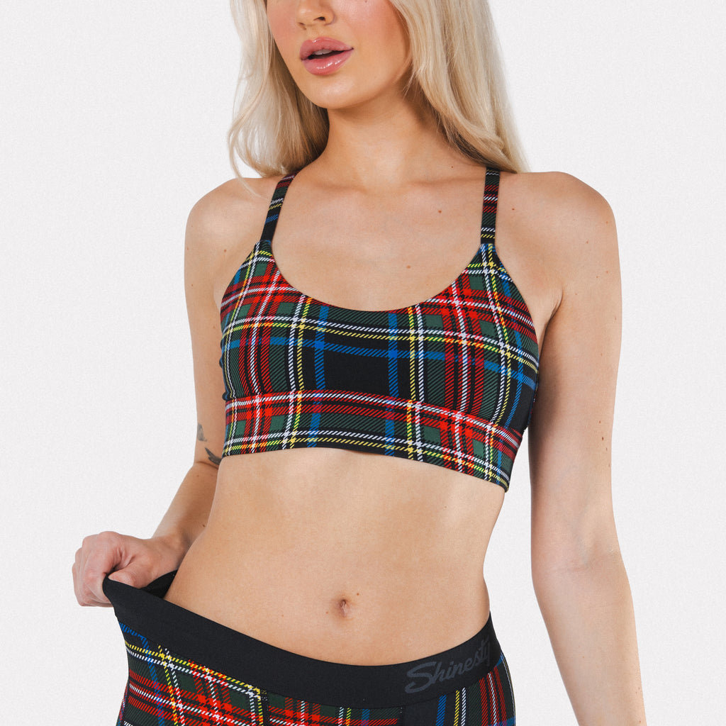 The Cappuccino | Holiday Tartan Plaid Boob Hammock™ Scoop Bralette - Shinesty