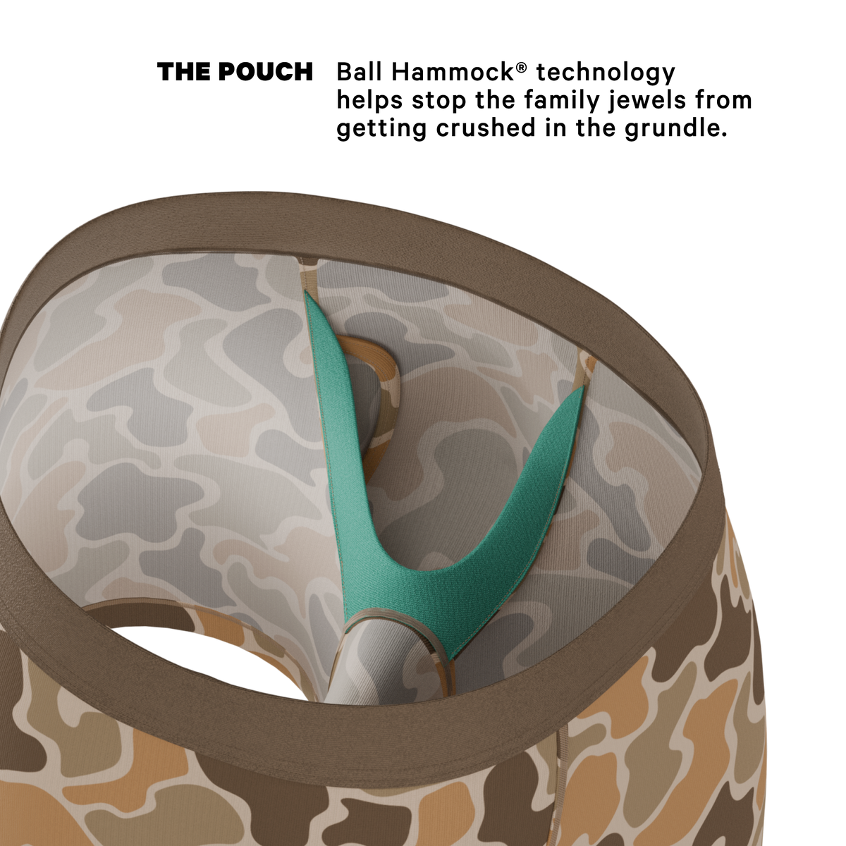The Out Of Sight | Light Duck Camo Ball Hammock® Pouch Underwear With Fly - Shinesty