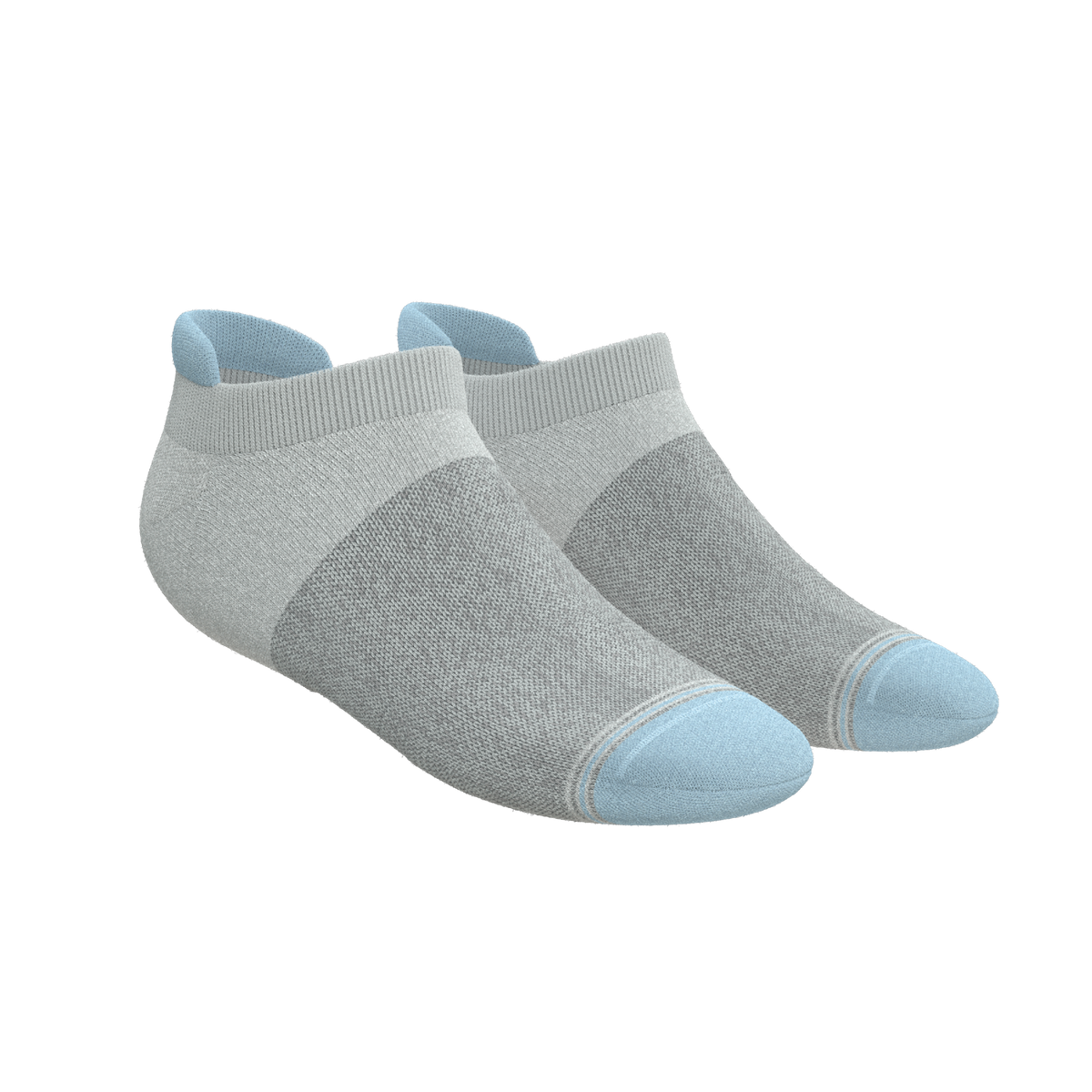 The Pacific Blue | Blue Grey Tri Color Block Heel Hammock™ Ankle Socks 3 Pack - Shinesty