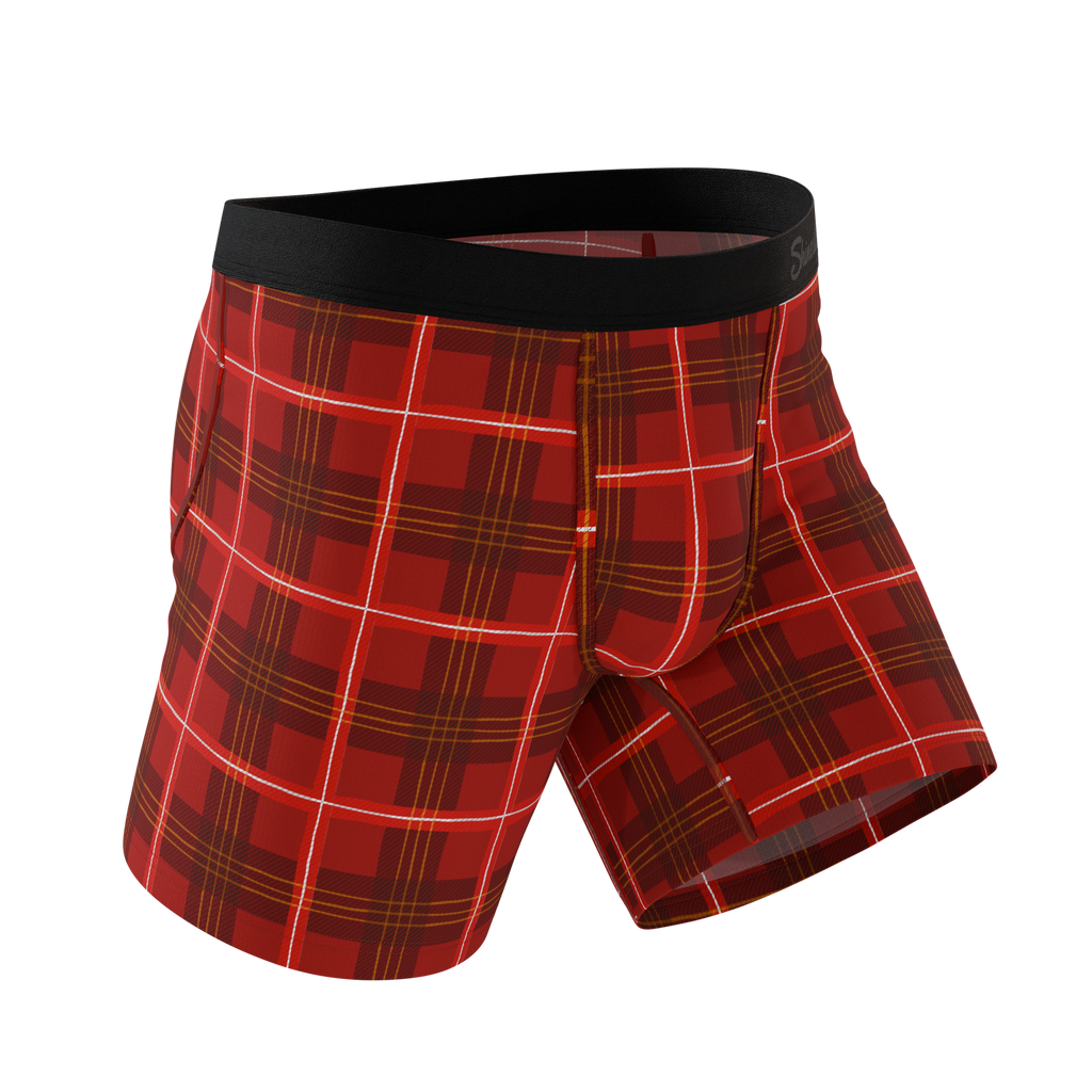The Partridge | Red Cozy Plaid Ball Hammock® Pouch Underwear - Shinesty