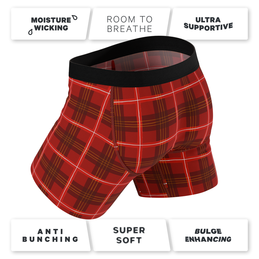 The Partridge | Red Cozy Plaid Ball Hammock® Pouch Underwear - Shinesty