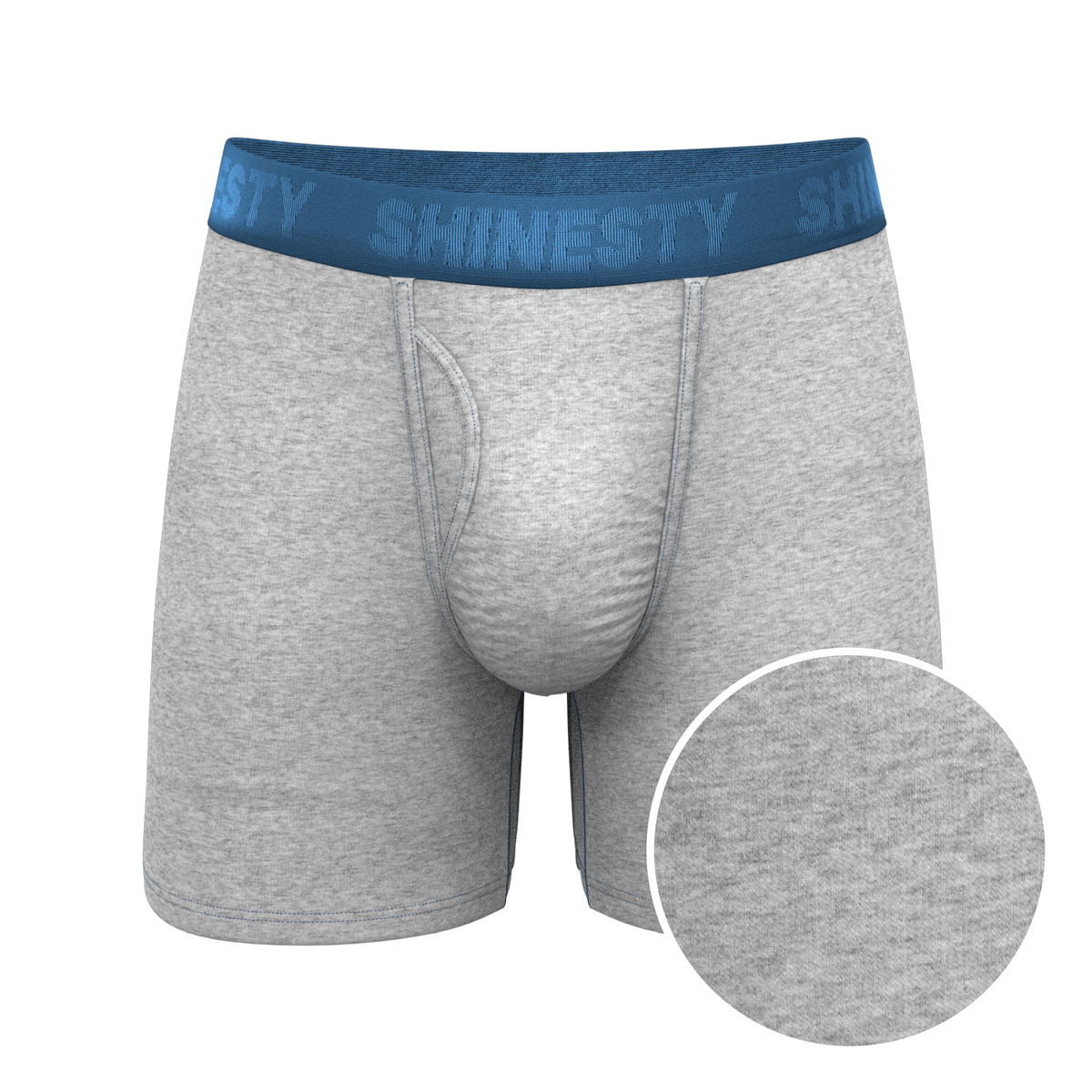 The Physical Education | Heather Grey and Blue Ball Hammock® Pouch Underwear With Fly - Shinesty