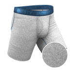 The Physical Education | Heather Grey and Blue Ball Hammock® Boxer - Long Leg - Shinesty