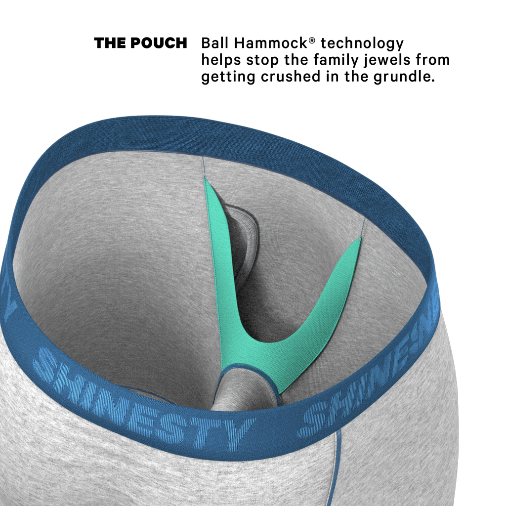 The Physical Education | Heather Grey and Blue Ball Hammock® Boxer - Long Leg - Shinesty