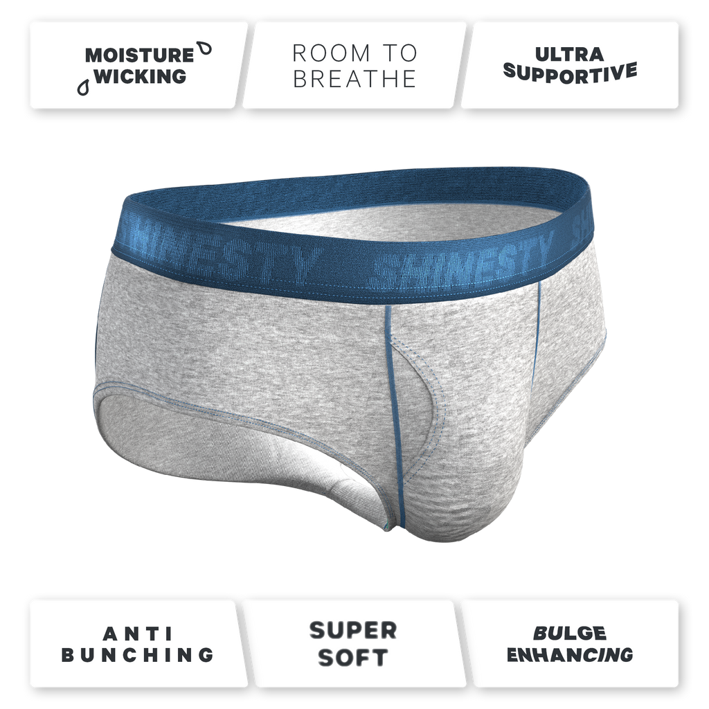 The Physical Education | Heather Grey and Blue Ball Hammock® Pouch Underwear Briefs - Shinesty