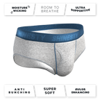 The Physical Education | Heather Grey and Blue Ball Hammock® Pouch Underwear Briefs - Shinesty