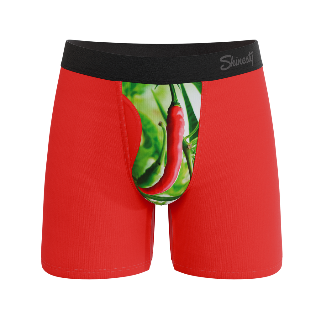 The Picante | Chili Pepper Ball Hammock® Pouch Underwear With Fly - Shinesty