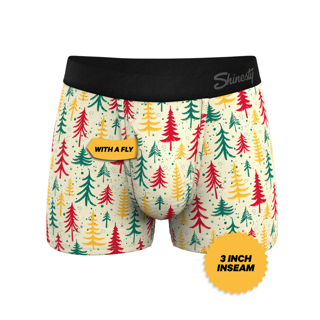 The Pine Tree Playboy | Retro Christmas Trees Ball Hammock® Pouch Trunks Underwear - Shinesty