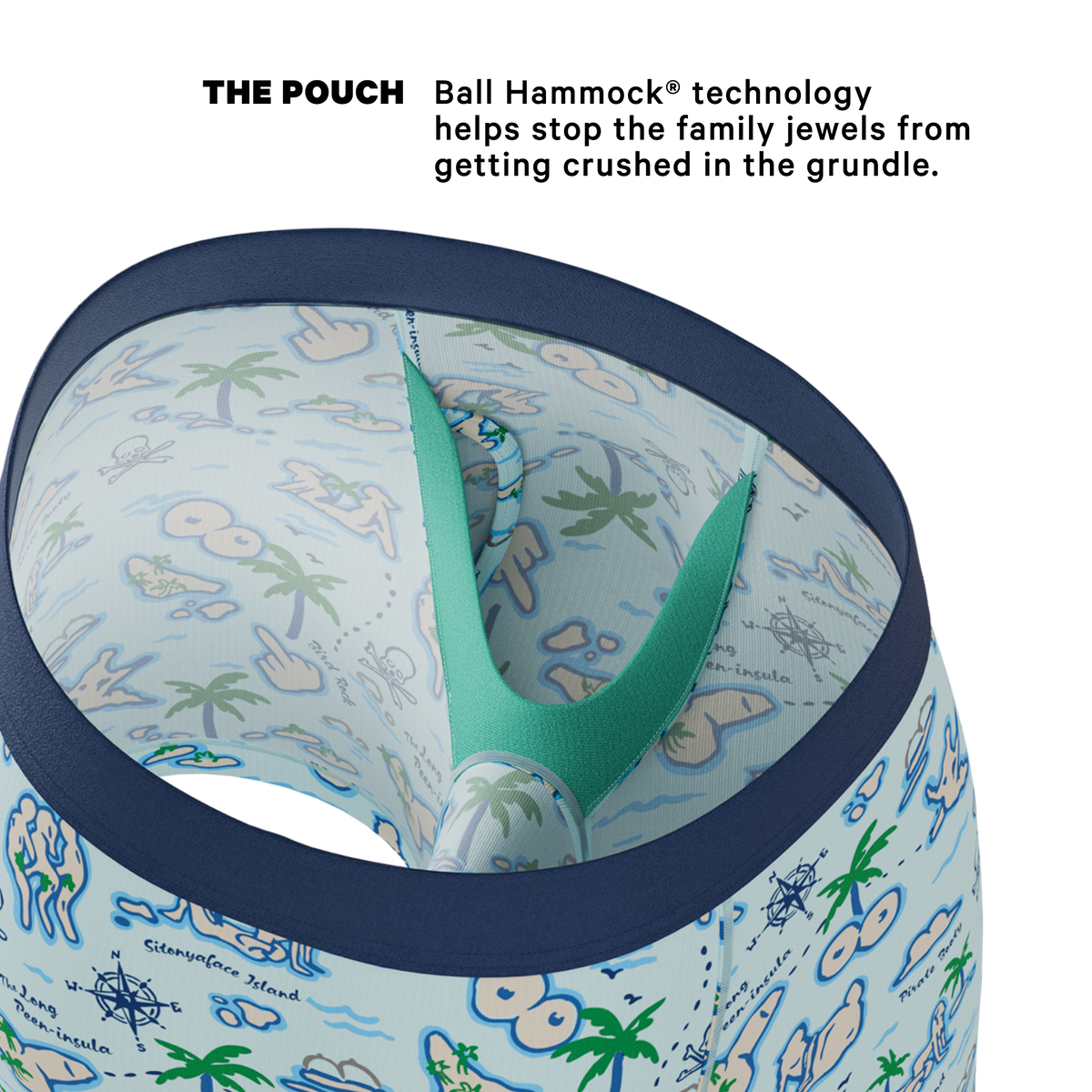 The Pirate's Booty | Naughty Map Ball Hammock® Pouch Underwear With Fly - Shinesty