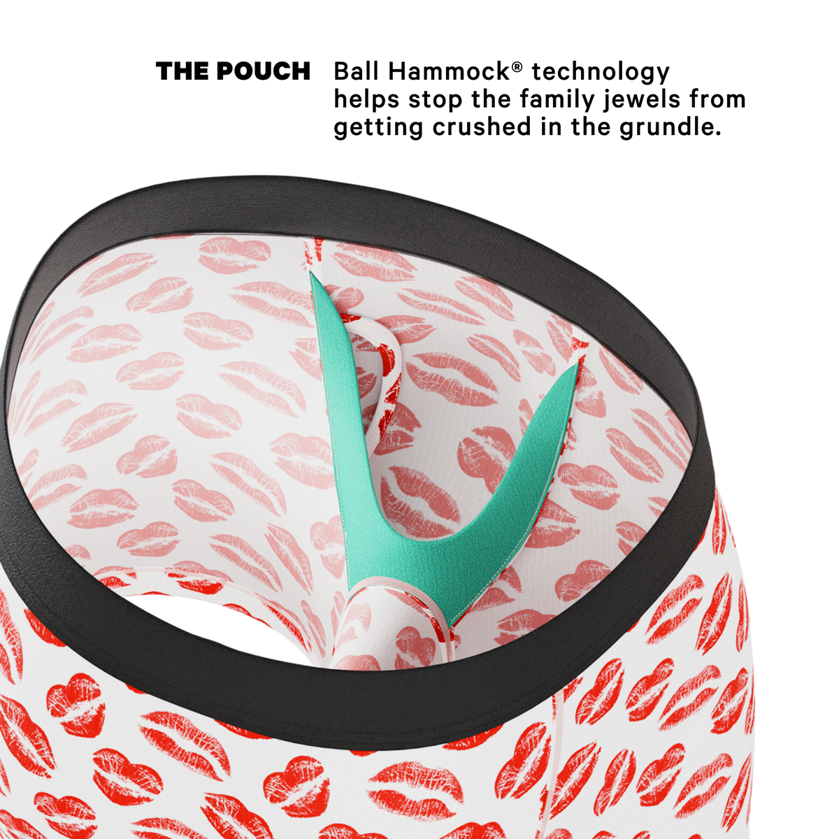 The Pucker Up | Lipstick Kiss Ball Hammock® Pouch Underwear With Fly - Shinesty