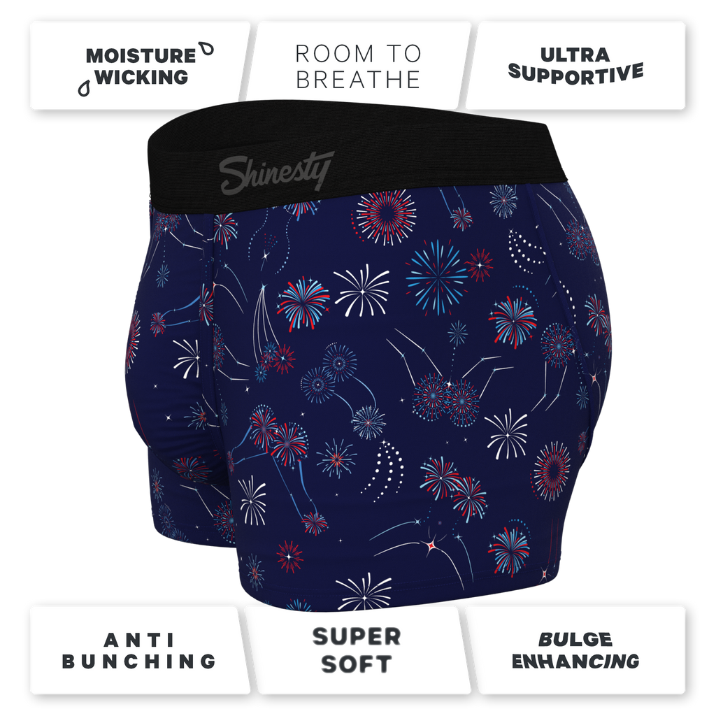 The Pyrotecnips | Naughty Fireworks Ball Hammock® Pouch Trunks Underwear - Shinesty
