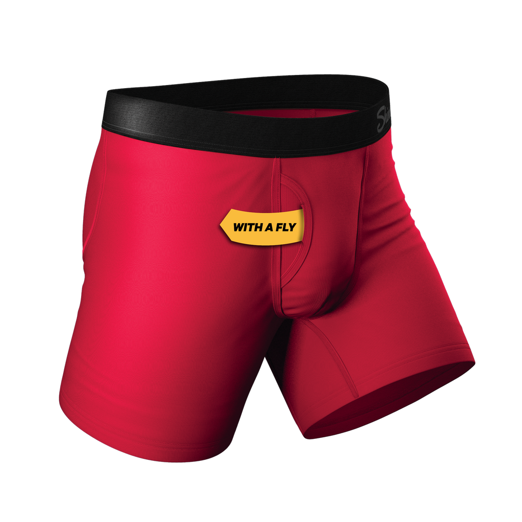 The Red Velvet | Dark Red Ball Hammock® Pouch Underwear With Fly - Shinesty