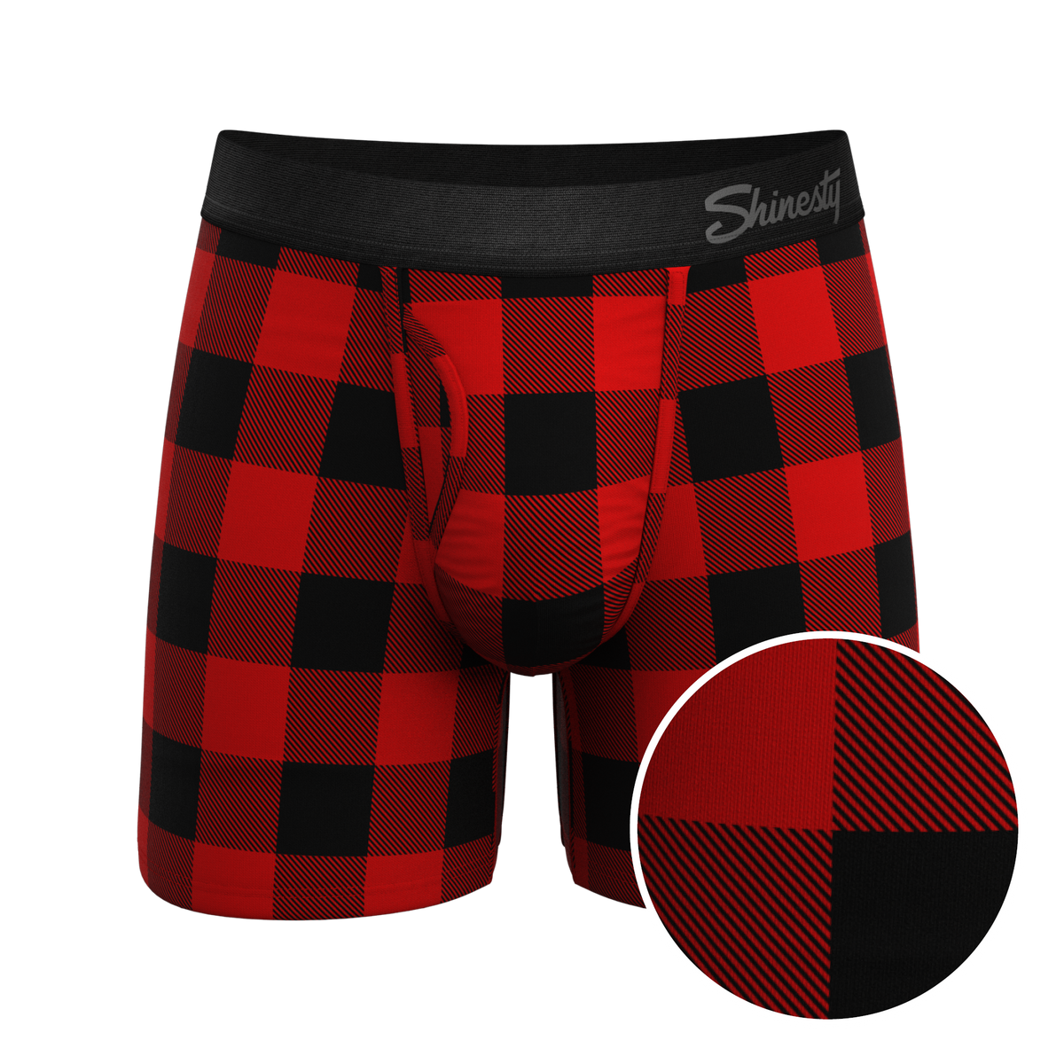 The Red & Black Lumberjack | Buffalo Check Ball Hammock® Pouch Underwear With Fly - Shinesty