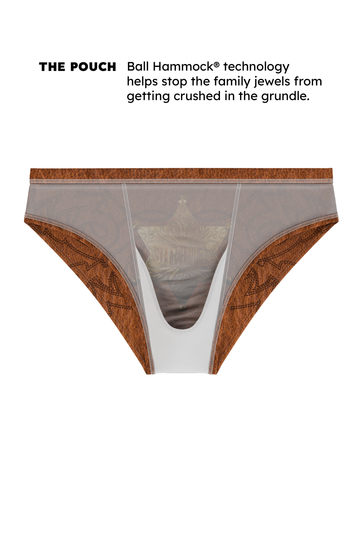 The Reverse Chaps | Western Faux Cracked Leather Ball Hammock® Pouch Swim Brief - Shinesty