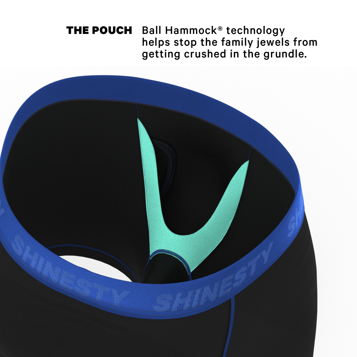 The Rhythm & Blues | Black and Blue Ball Hammock® Pouch Underwear With Fly - Shinesty