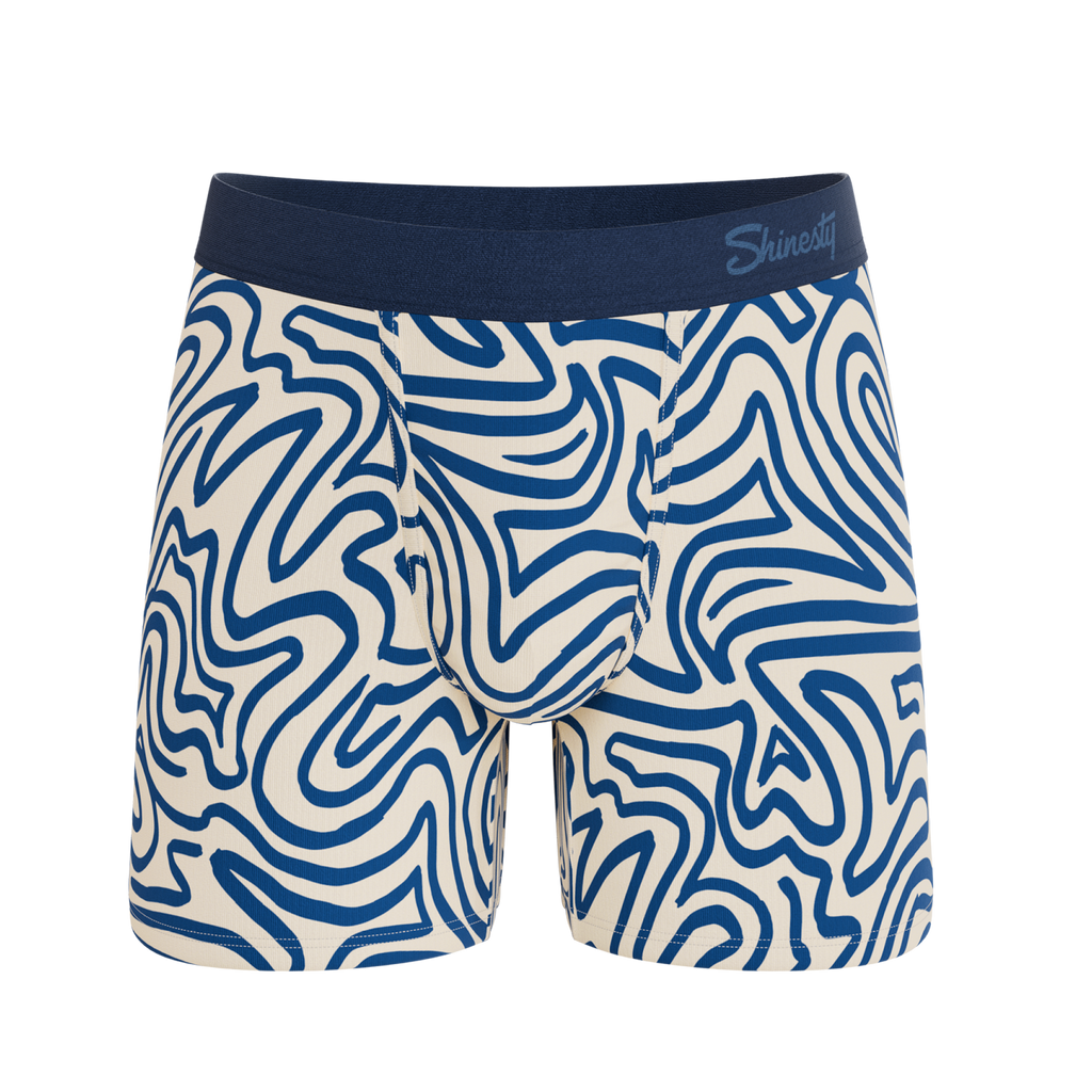 The Rio Grande | Abstract Navy Line Ball Hammock® Pouch Underwear - Shinesty