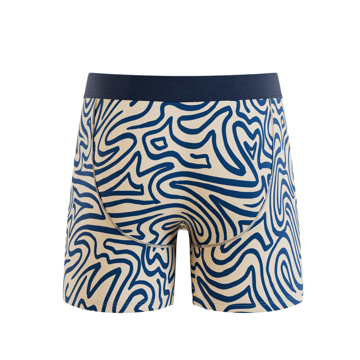 The Rio Grande | Abstract Navy Line Ball Hammock® Pouch Underwear With Fly - Shinesty