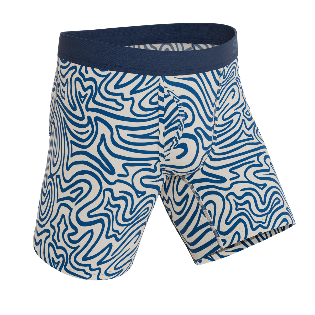 The Rio Grande | Abstract Navy Line Ball Hammock® Boxer - Long Leg - Shinesty
