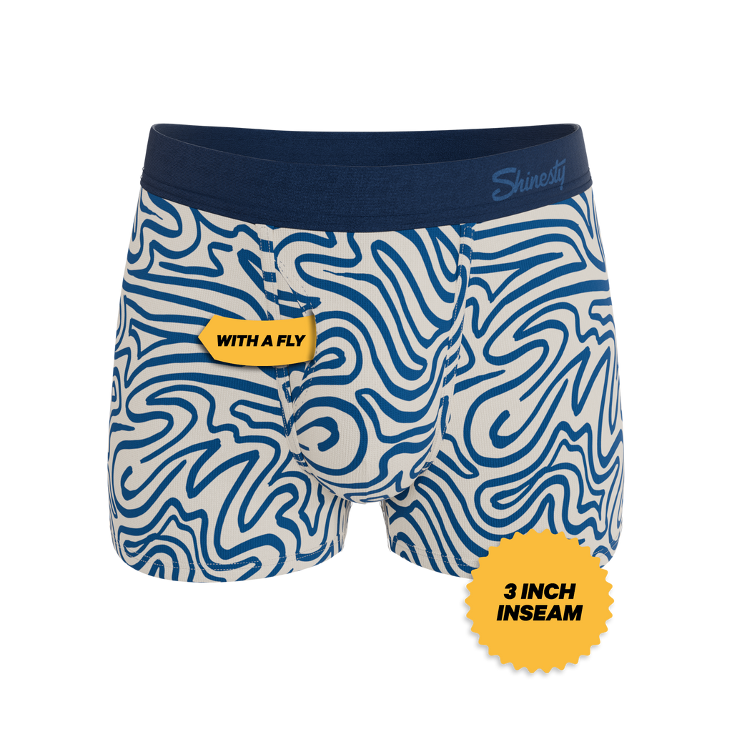 The Rio Grande | Abstract Navy Line Ball Hammock® Pouch Trunks Underwear - Shinesty