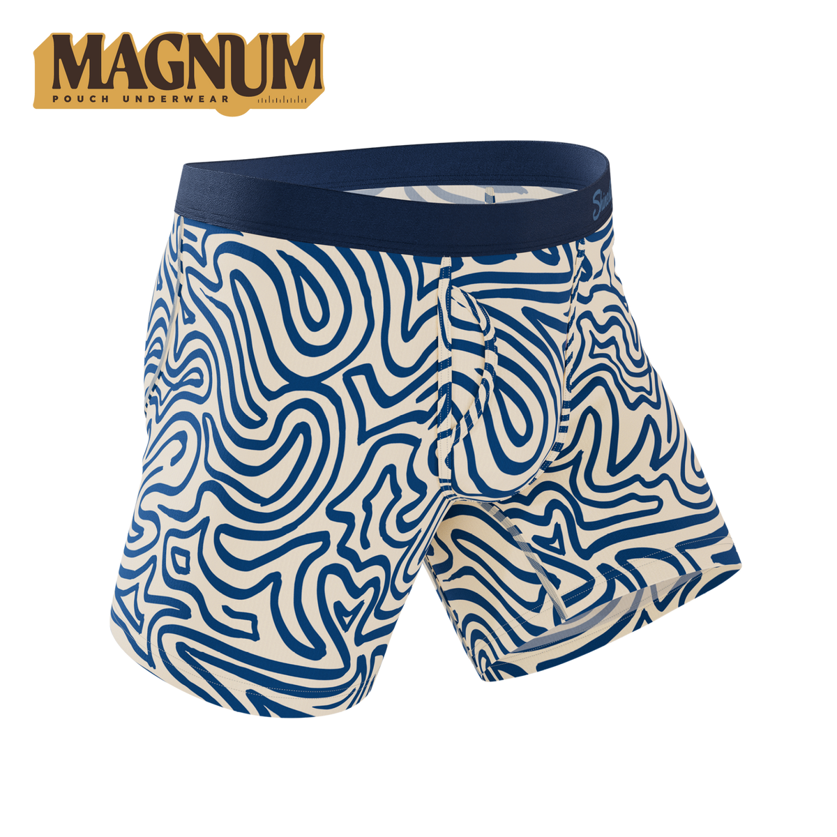 The Rio Grande | Abstract Navy Line Ball Hammock® Magnum Big Pouch Underwear - Shinesty