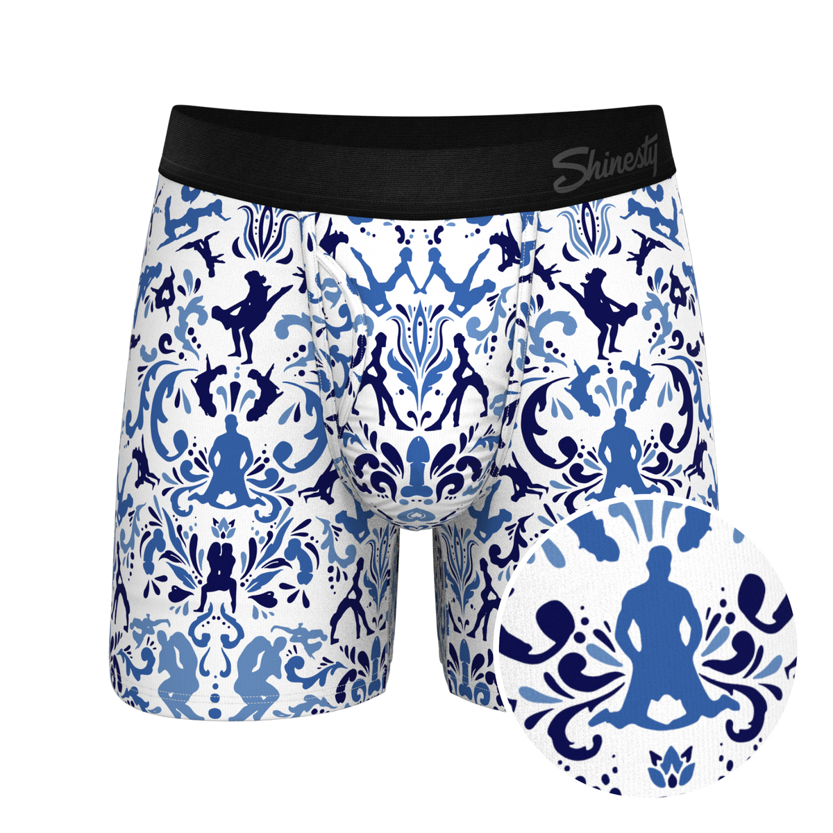 The Risqué Rorschach  | Blue Willow Ball Hammock® Pouch Underwear With Fly - Shinesty