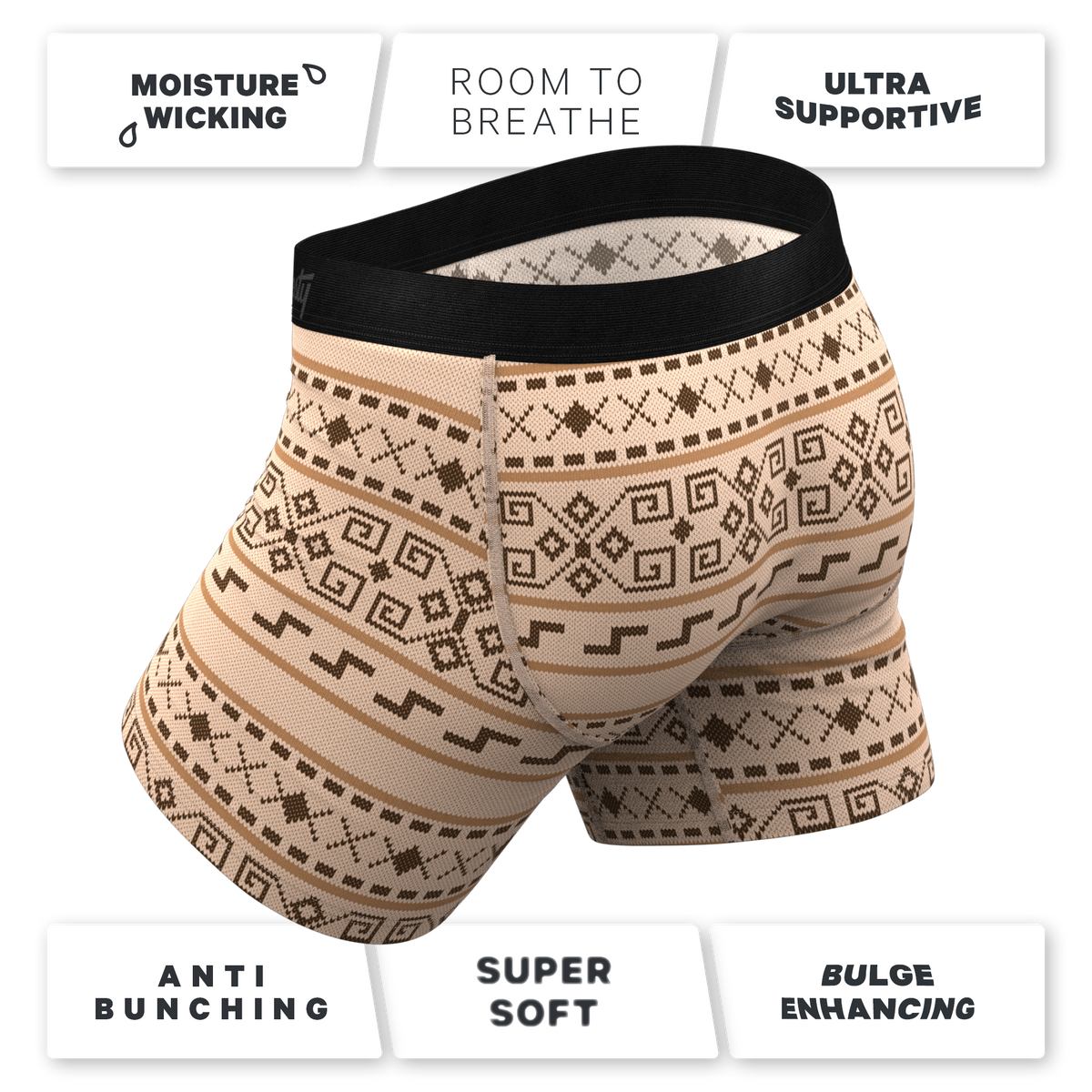 The Dude Abides | Aztec Sweater Ball Hammock® Pouch Underwear With Fly - Shinesty